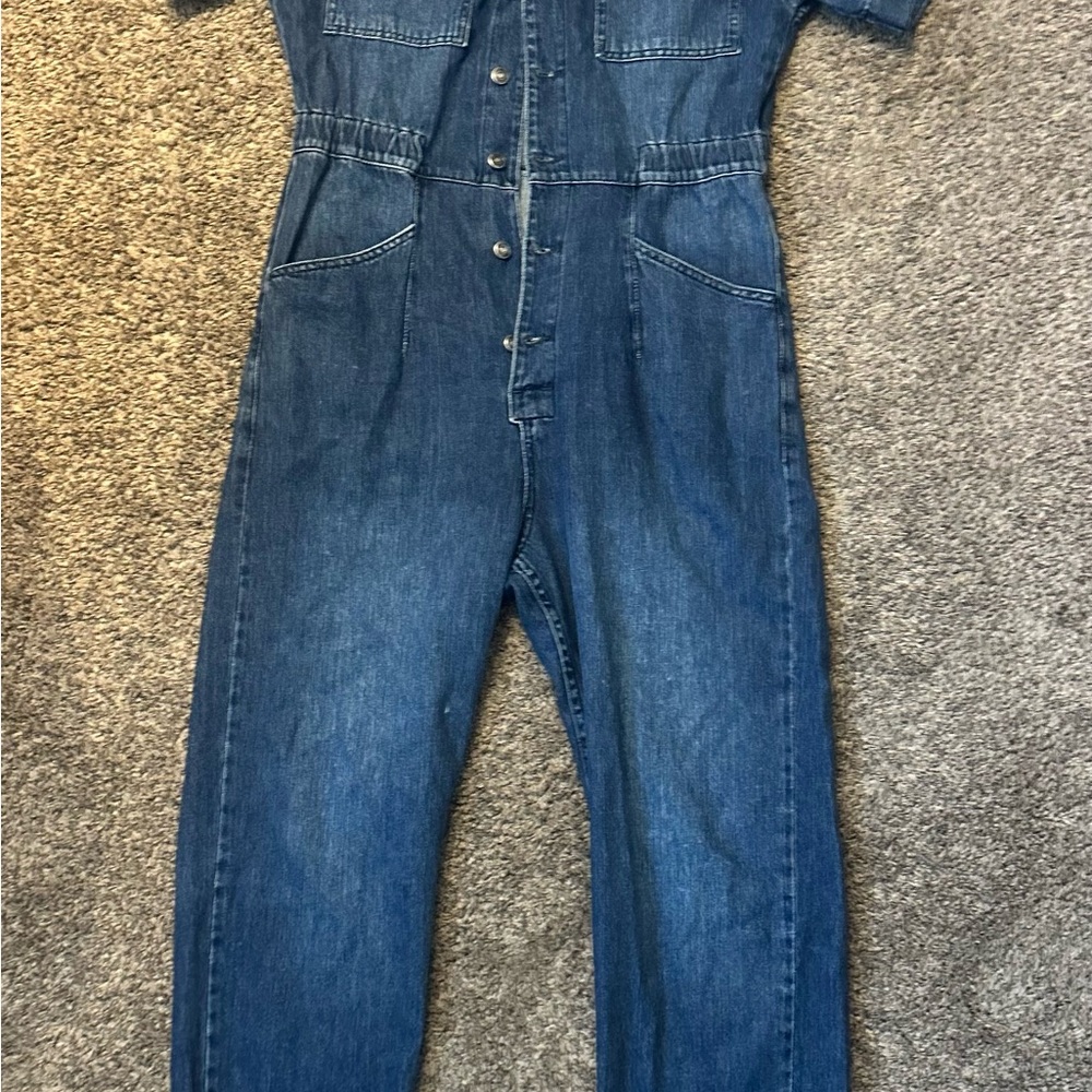 We The Free Indigo Denim Collar Jumpsuit